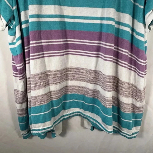 Lane Bryant Cardigan Womens 26 28 White Purple Blue Striped Open Front - Picture 8 of 8